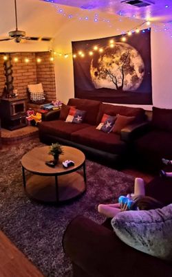 Coffee Love Seat XL Cushions Sits Deep