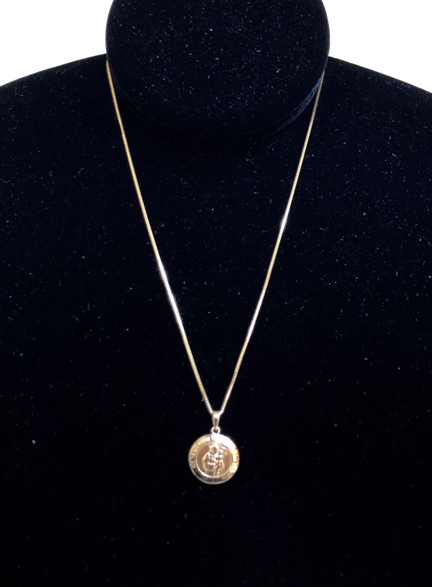 Saint Michael (pray for us ) religious pendant 14K REAL YELLOW GOLD.