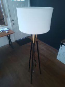 Tripod Floor Lamp with White Drum Shade