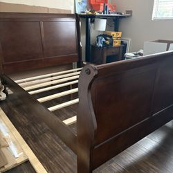 Full Size Sleigh Bed Frame - No Box Spring Needed