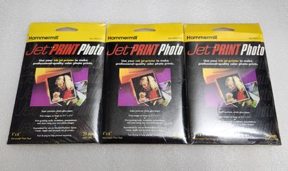 3 NEW - Jet Print Photo 4" X 6" 24 Glossy Sheets ( 72 Sheets )