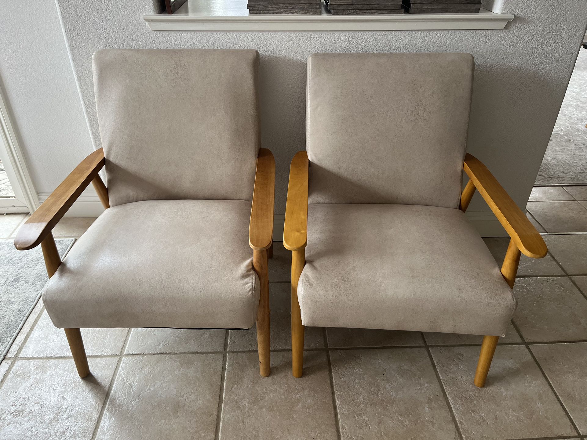2 Beachwood Upholstered Armchairs