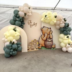Balloon Backdrop, Winnie The Pooh Baby Shower Backdrop