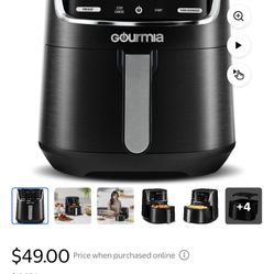 New Gourmia 1300W 4-Quart Digital Air Fryer, 12 One-Touch Presets, Black