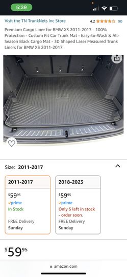 Premium Cargo Liner for BMW X3 2011-2017
