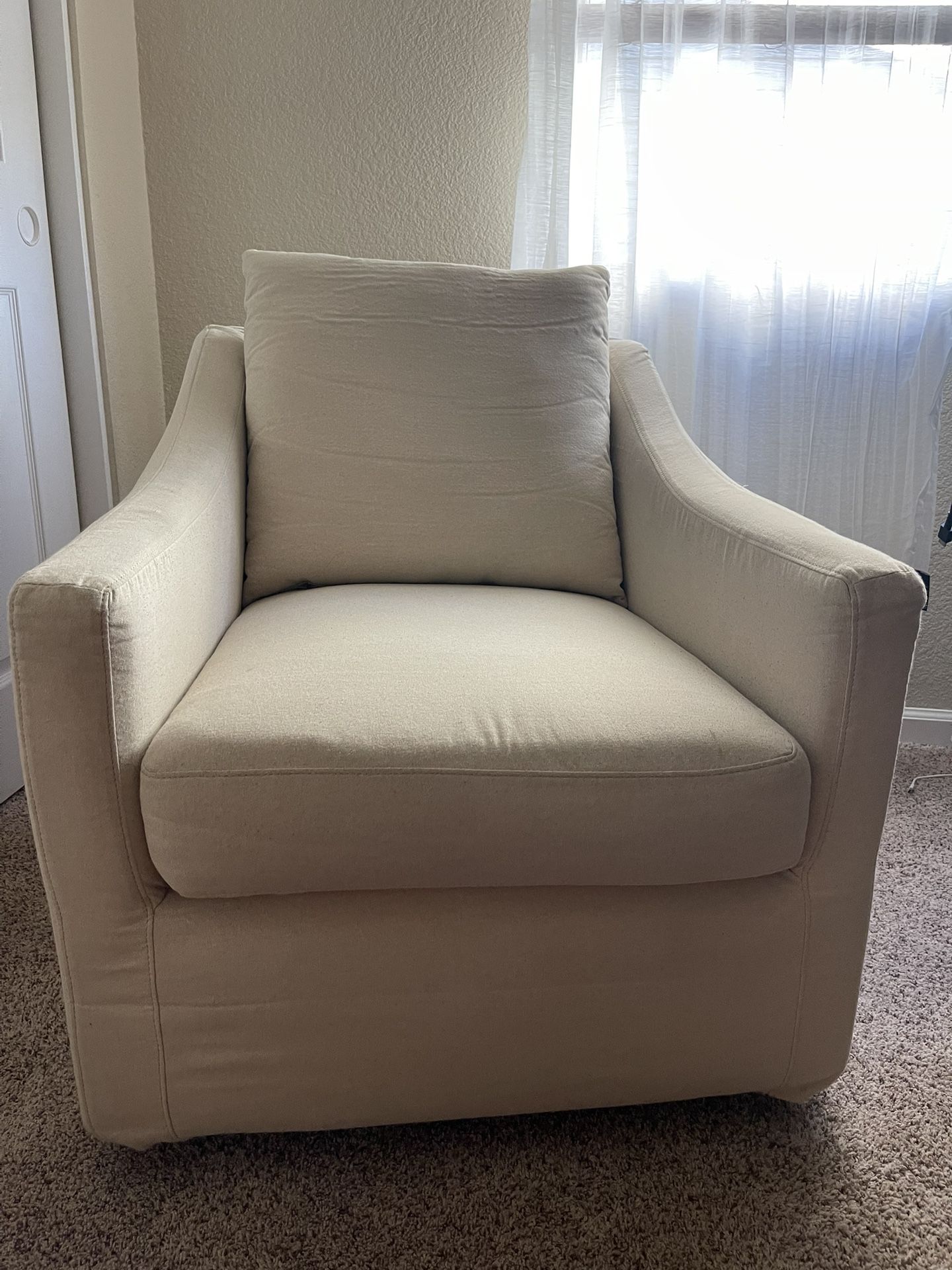 Pottery Barn Paxton Glider & Swivel Chair.