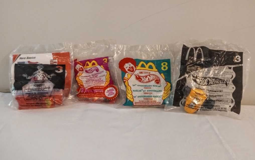 NEW Sealed (4) 1(contact info removed) McDonald Happy Meal Toy Matchbox & Hotwheels.