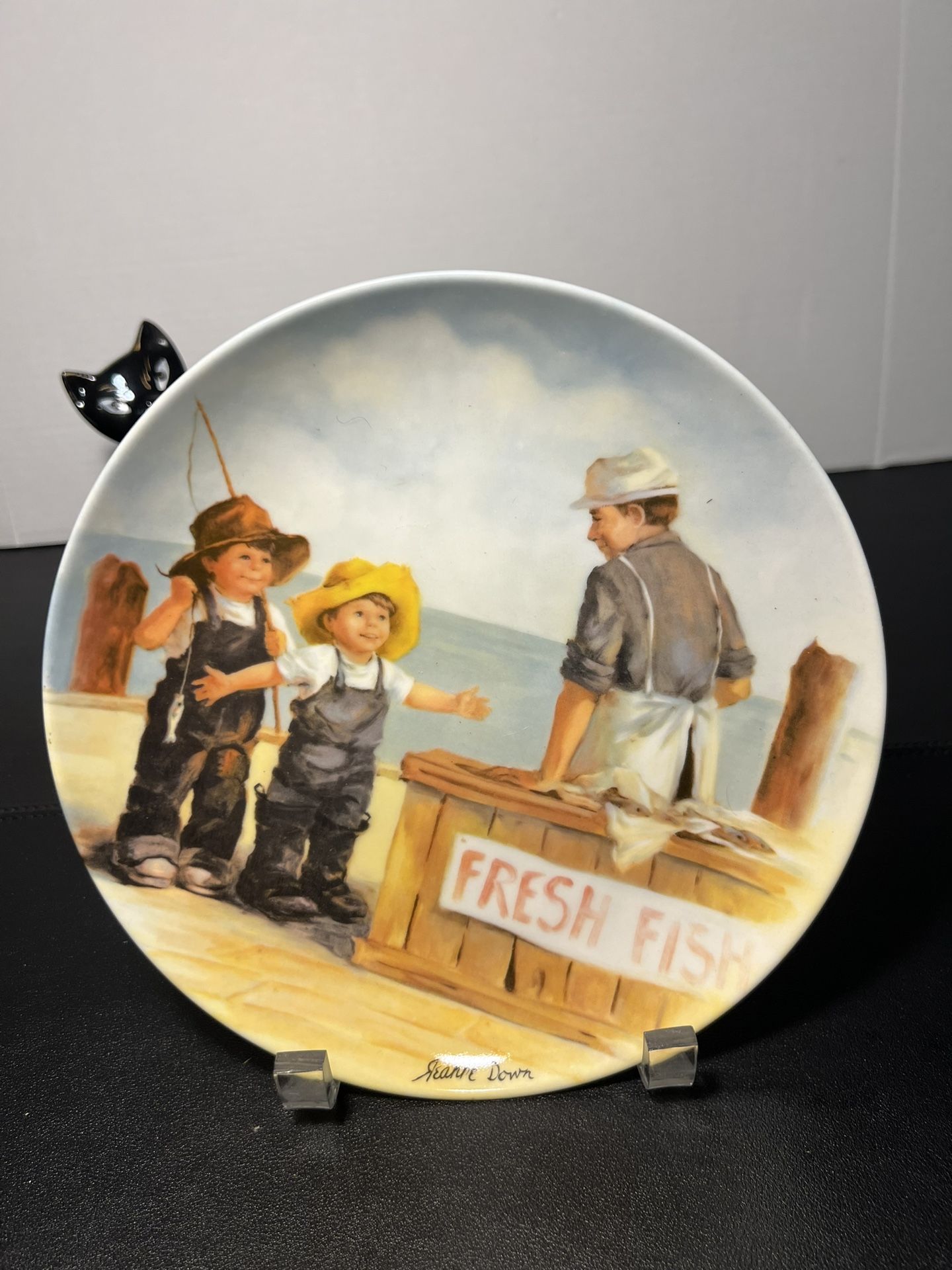 Knowles Fine China Vintage 1984 The Fish Story Plate Jeanne Down Numbered Signed