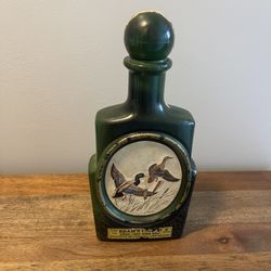 Collectible 1972 Jim Beam Bourbon Whiskey Decanter Made Of Green Jade Milk Glass