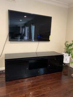 Solid Dark Wood TV Stand