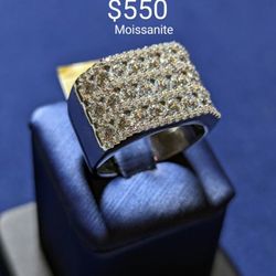 Moissanite Ring Unisex... 3ctw 925 Silver