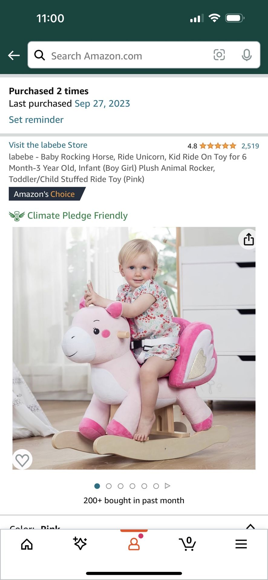 Baby Toy Toddler Rocking Horse Pink Pony 