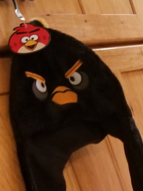 **NEW** Childs Angry Bird hat with attached scarf / pocket gloves for hands