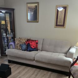 Sofa 
Chairs 
Console Curio sliding doors
Display case cabinet
Corner cabinet
Full Size mattress & Frame
2 Night stands 
2 twin beds with mattress
Off