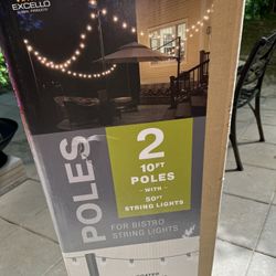 NEW Excello String Lights And Poles 10ft 50ft Lights