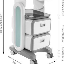 Medical Trolley Cart with 2 Drawers, Medical Carts with Wheels and Drawers, Rolling Lab Cart Mobile Utility Cart Dental Cart Esthetician Cart Beauty T