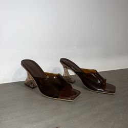 Brown Clear Heels 