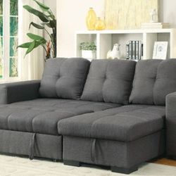 Brand New Grey Sectional Sofa Storage Sleeper