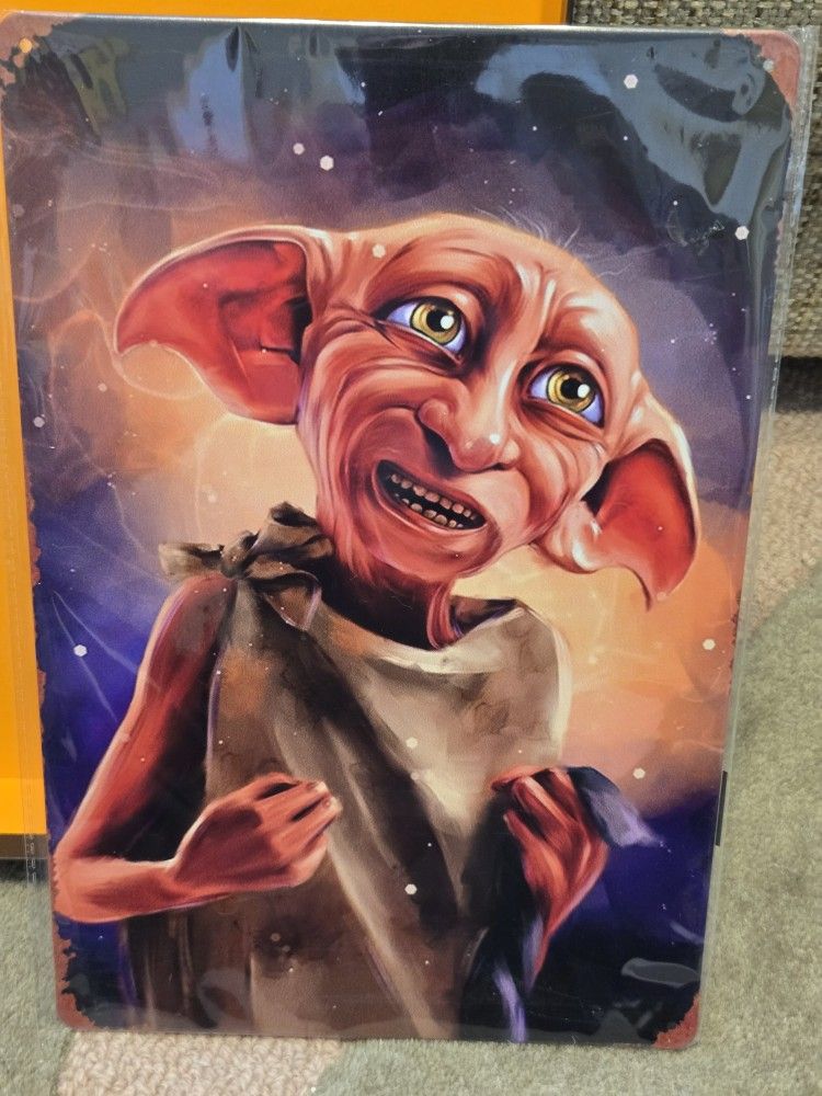 Harry Potter Dobby Sign Tin Realistic Colorful 8" X 12"