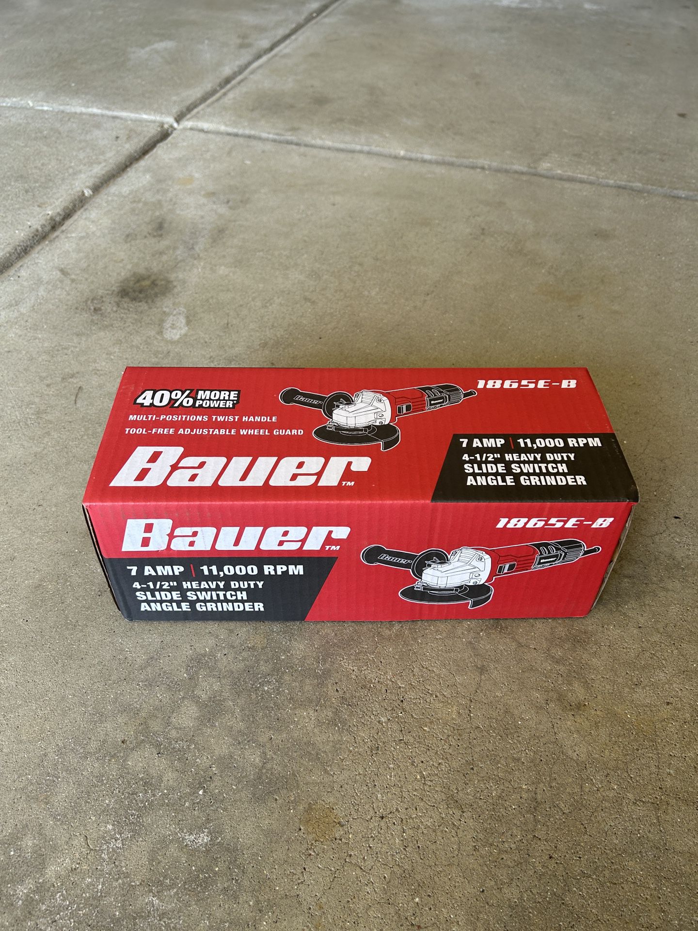 Bauer 4-1/2” Heavy Duty Slide Switch Angle Grinder - New In Box
