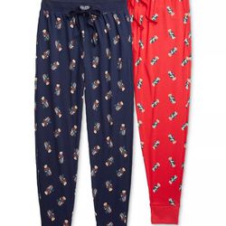 Polo Ralph Lauren 2-Pk. Cotton Jersey Sleep Jogger Pants Size M Cruise Navy/Red