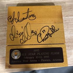 Signed 1995 NBA All Star Game Floor- Chris Mullins/ Cedric Ceballos and BJ Armstrong