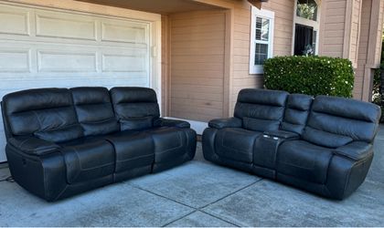 Comfy Real Leather Couch + Loveseat with Power Recliners | DELIVERY AVAILABLE