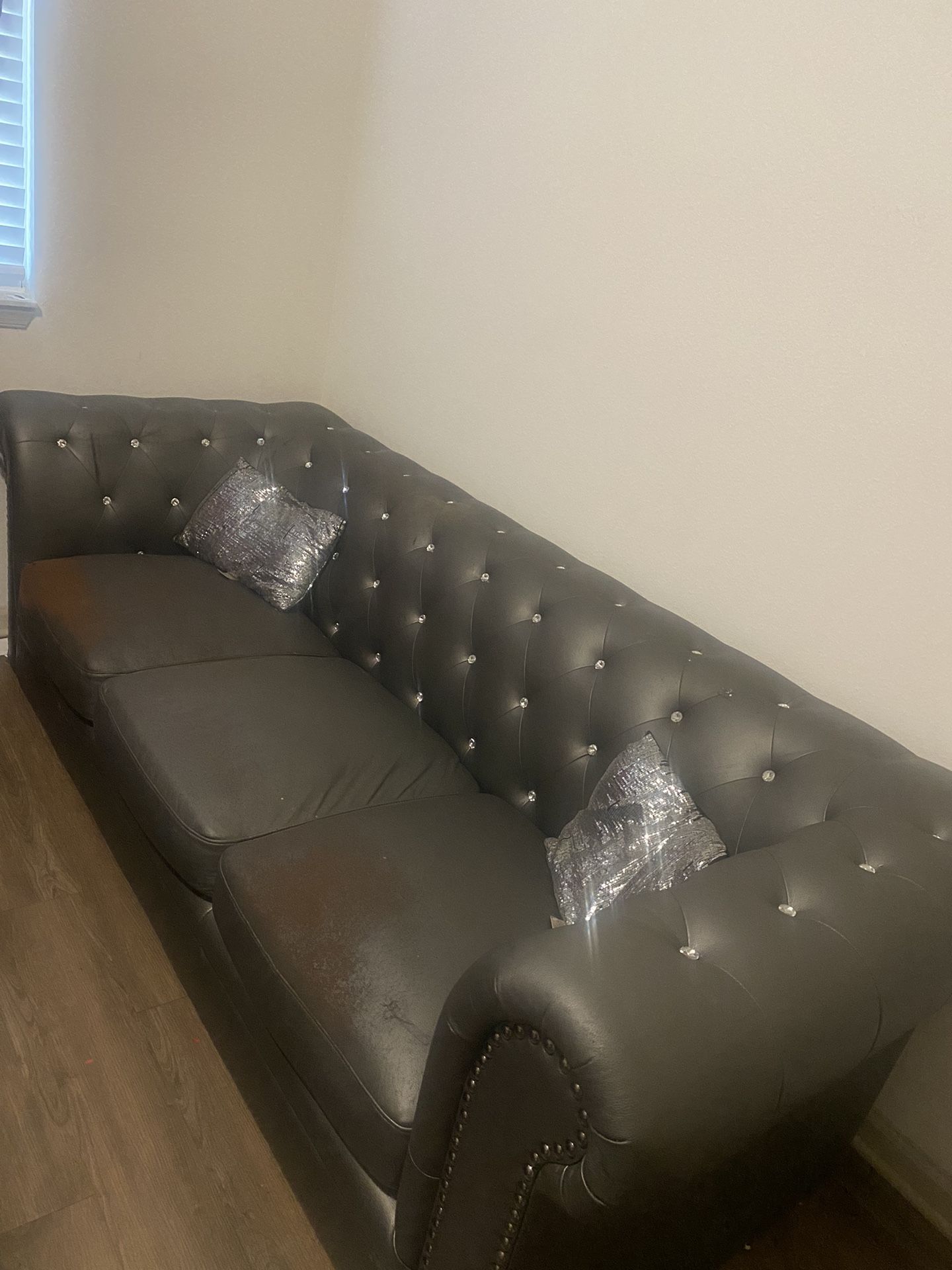 Grey Diamond Studded Couch