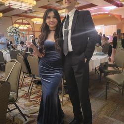 Blue Velvet Dress Long