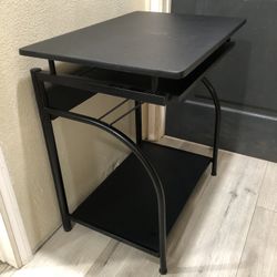 Compact Metal Computer Desk with Pullout Keyboard Tray, Black