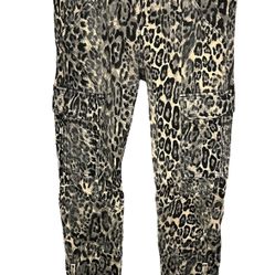 J Brand Houlihan Snow Leopard Skinny Cargo Stretch Pants Women’s Size 27  Zipper