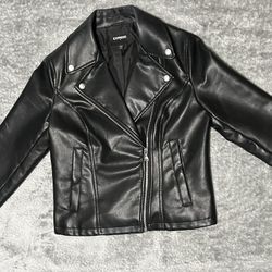 Women’s Faux Leather Moto Jacket, Small 