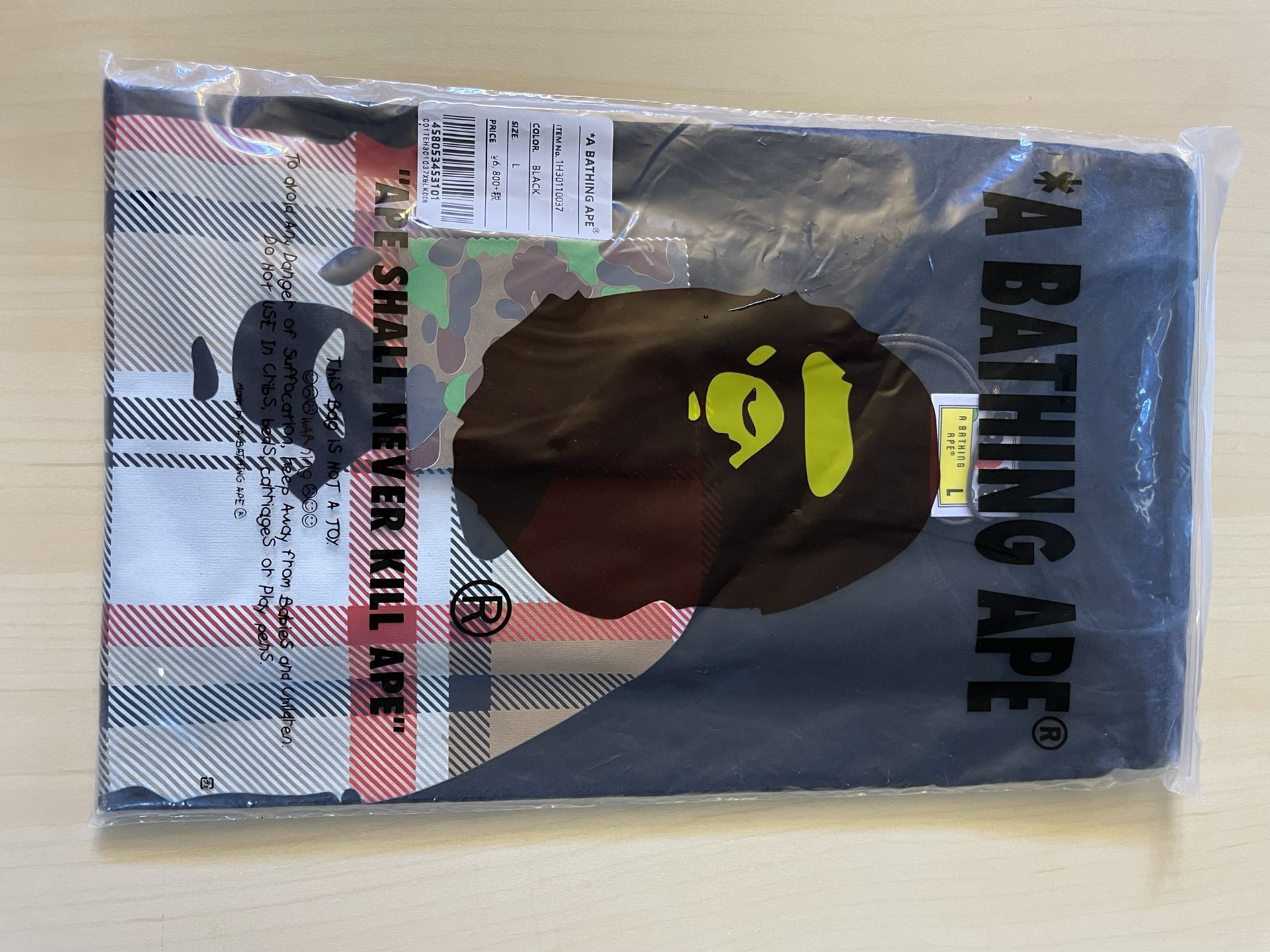 BAPE LARGE multi color plaid black TSHIRT 1:1