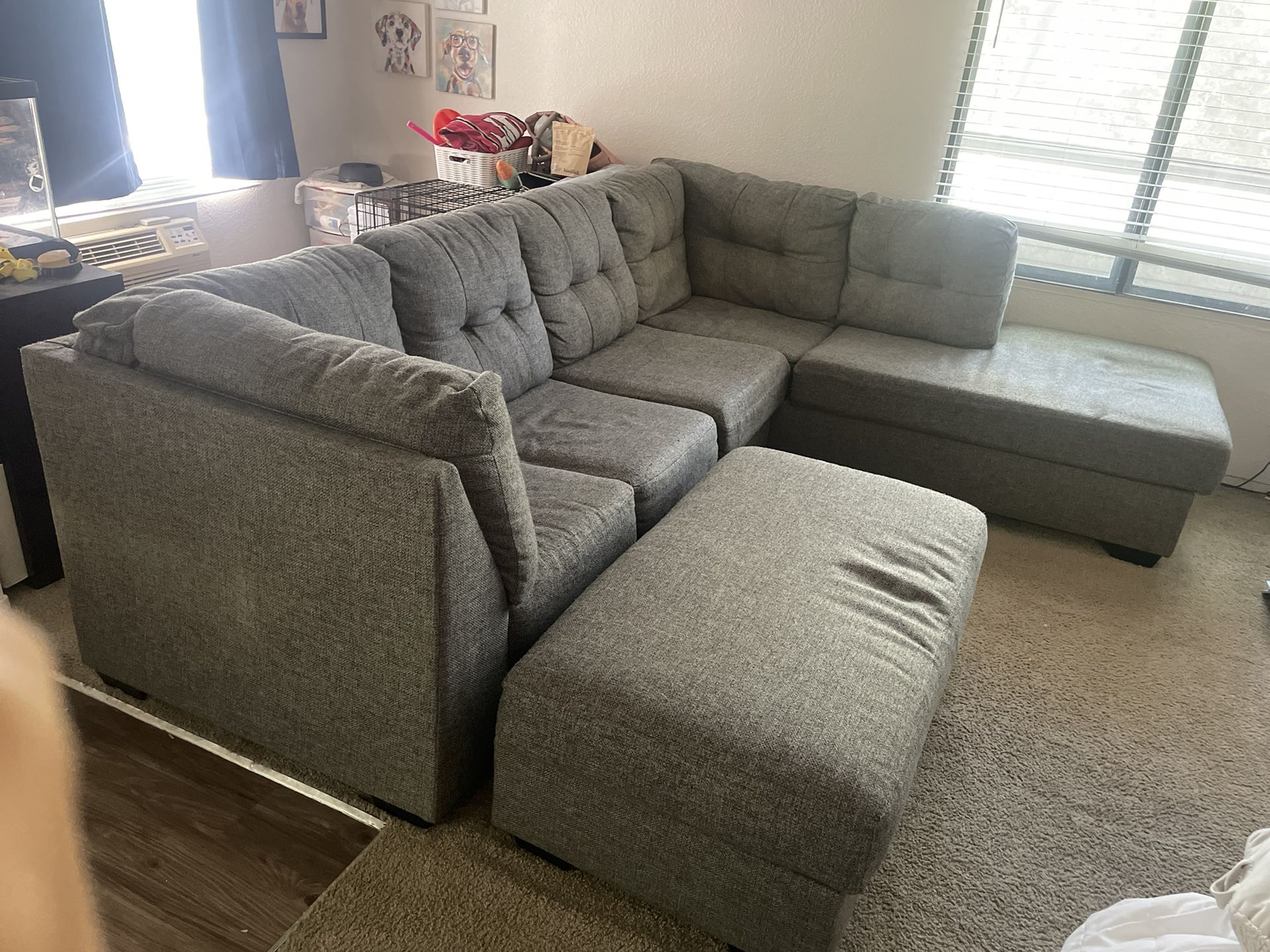 Sectional Couch + Storage Ottoman