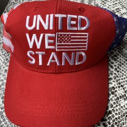 UNITED WE STAND men’s adjustable trucker hat,Red white blue American Flag design
