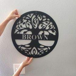 "BROWN" name hologram metal Wall Art