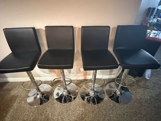 4 Faux Leather and Chrome Bar Stools