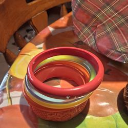 Set of orange and yellow bracelets