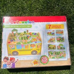 CoComelon Wheels on The Bus Wooden Activity Table, Recycled Wood