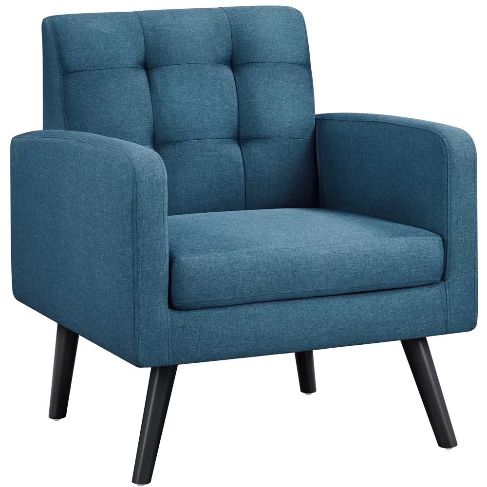 SmileMart Modern Fabric Tufted Accent Arm Chair for Living room, Navy Blue