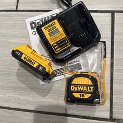 Battery  And   Charger  Dewalt  Whit   Measure  Tape  Brand  New   Firm  Price