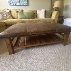 Pottery Barn Leather Ottoman Coffee Table
