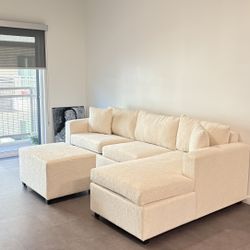 Brand New Cream Sectionals With Free Ottoman 