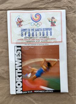 vintage northwest airlines games of the xxivth olympiad seoul 1988 official maps