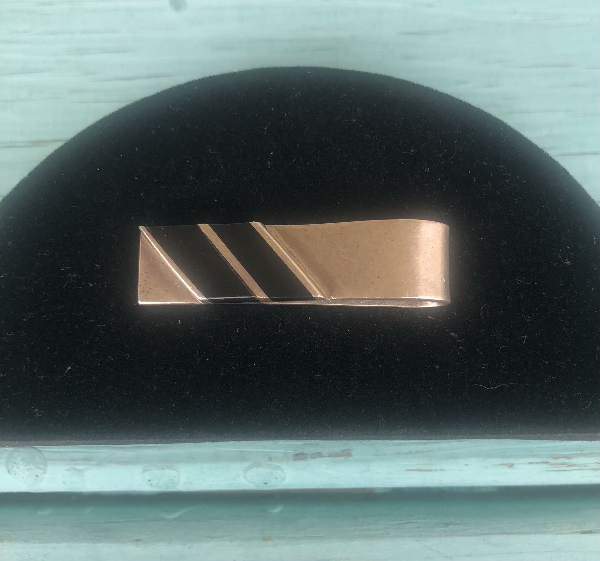 Nice Vintage Mens Mexico Taxco Sterling Silver .925 Black Onyx Money Clip 18.2 G