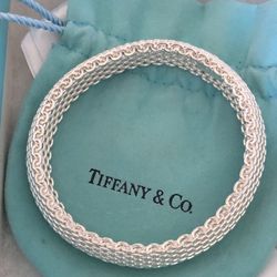 Tiffany & Co. Somerset Sterling Silver .925 Mesh Basket Weave Bracelet