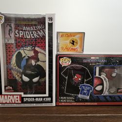 Funko Pop! Comic Cover #19 - Spider-Man #300 - TargetCon Exclusive  & Spiderman No Way Home L T-Shirt Target Con Diamond Exclusive bundle for $55.