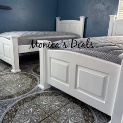 2 Twin Solid Wood Beds With Mattresses $700