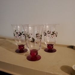 Holly Berry Glasses - 3 qty