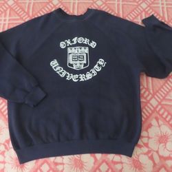 Rare Vintage  SPORTSWEAR Oxford University Crewneck Sweatshirt 80s 90s XL black